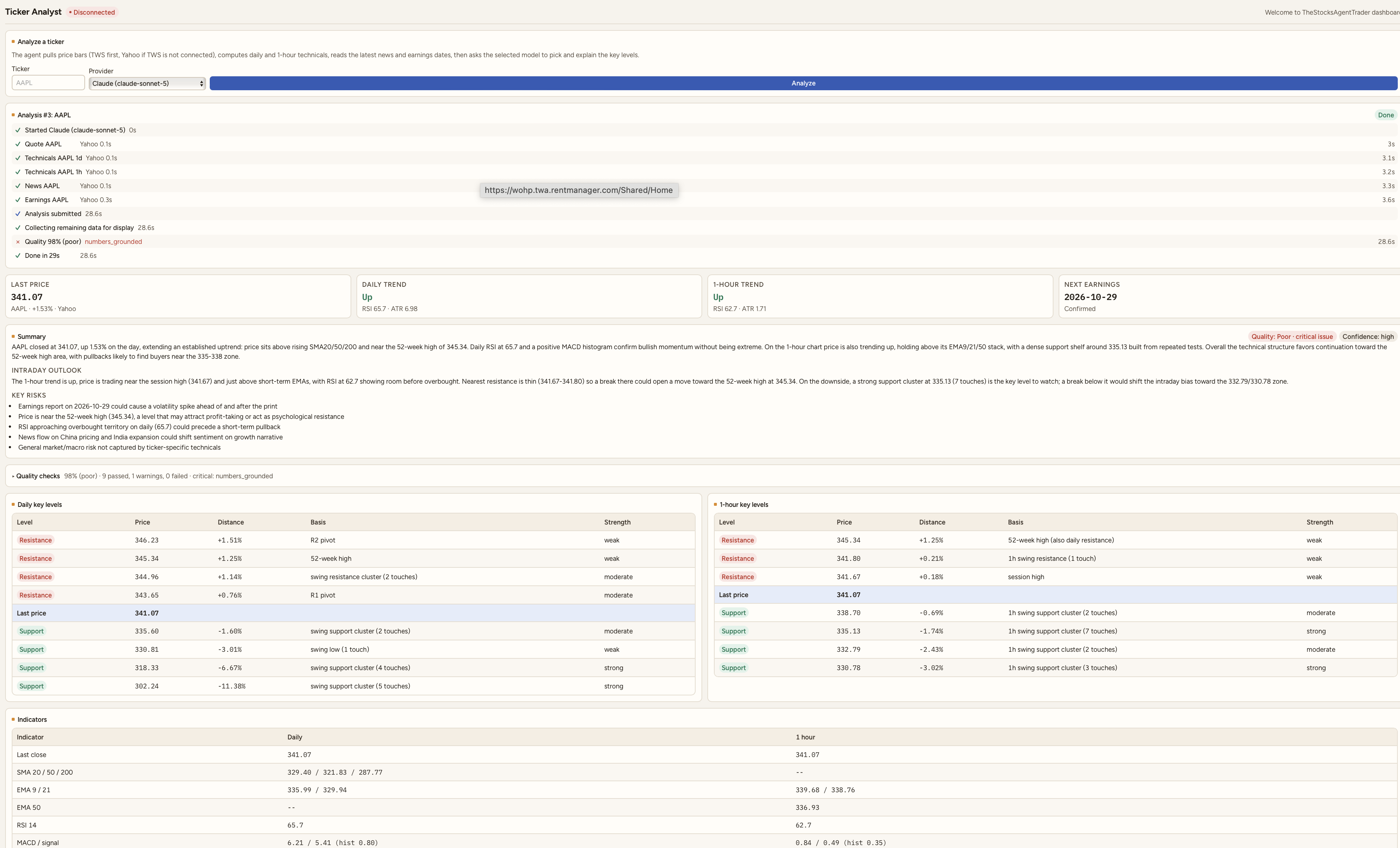 Sample research screen with fictional market studies, watchlist, and model notes